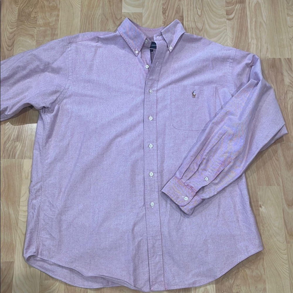 RALPH LAUREN CLASSIC FIT OXFORD LONG SLEEVE SHIRT-CHAMBRAY RED SIZE LARGE